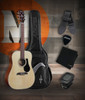 Alvarez Regent RD26S-AGP Dreadnought Acoustic Guitar Pack featuring a natural finish acoustic guitar with gig bag, tuner, strap, cloth, and picks in a POS color boxâ€”ideal for beginners and students.