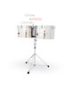 Latin Percussion LP1516-S Prestige 15"/16" Stainless Steel Thunder Timbales featuring polished steel shells, chrome hardware, high-volume projection, and premium construction ideal for advanced Latin jazz and salsa percussionists.