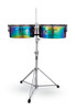 Latin Percussion LP257-TS Tony Succar 14"/15" Signature Timbales featuring vibrant rainbow shells, black nickel hardware, bold projection, and artist-designed tone ideal for salsa, timba, Latin pop, and contemporary percussion.