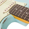 Vintage V6 ICON Electric Guitar in Distressed Laguna Blue featuring a relic-style finish, Wilkinson hardware and pickups, contoured body, smooth neck profile, and classic vintage-influenced tonal character.