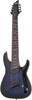 Schecter Omen Elite-8 MS 8-String – See-Thru Blue Burst (2467-SHC) featuring multiscale fingerboard, high-output humbuckers, contoured body, and a stunning figured top designed for modern extended-range performance.