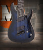 Schecter Omen Elite-8 MS 8-String – See-Thru Blue Burst (2467-SHC) featuring multiscale fingerboard, high-output humbuckers, contoured body, and a stunning figured top designed for modern extended-range performance.