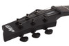 Schecter Damien-6 Left-Handed â€“ Satin Black (2473) featuring high-output pickups, arched top body, fast maple neck, and sleek satin black finish designed for modern heavy playing.