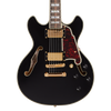 Dâ€™Angelico Excel Mini DC - Satin Black (DAEMINIDCSBKGS) featuring a compact semi-hollow body, Seymour Duncan pickups, and a smooth Satin Black finish for expressive and versatile modern tone.