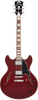 Dâ€™Angelico Premier DC - Burnt Red (DAPDCBRDNS) featuring a semi-hollow double-cut body, versatile pickups, comfortable neck profile, and a deep Burnt Red finish for expressive jazz, blues, and rock tones.