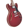 Dâ€™Angelico Premier DC - Burnt Red (DAPDCBRDNS) featuring a semi-hollow double-cut body, versatile pickups, comfortable neck profile, and a deep Burnt Red finish for expressive jazz, blues, and rock tones.