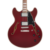 Dâ€™Angelico Premier DC - Burnt Red (DAPDCBRDNS) featuring a semi-hollow double-cut body, versatile pickups, comfortable neck profile, and a deep Burnt Red finish for expressive jazz, blues, and rock tones.