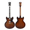 DÃ¢â‚¬â„¢Angelico Premier DC with Gig Bag - Brown Burst (DAPDCBRBNS) featuring a semi-hollow double-cut body, dual humbuckers, smooth neck profile, and a warm Brown Burst finish with an included padded gig bag.