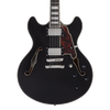 Dâ€™Angelico Premier DC with Gig Bag - Black Flake (DAPDCBLF2NS) featuring a semi-hollow double-cut body, Black Flake finish, dual humbuckers, smooth neck profile, and an included padded gig bag for easy transport.