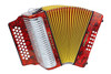 Hohner Corona II Classic FBbEb Accordion - Pearl Red (3523FR) featuring a vibrant pearl red finish, 31-button FBbEb tuning, responsive bellows, and premium Hohner craftsmanship ideal for Tex-Mex, NorteÃƒÂ±o, and folk genres.