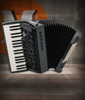 Hohner Bravo MyColor Chromatic 72 Bass Piano Accordion - Wind Granite Gray (BR72-GG) featuring a sleek Granite Gray MyColor finish, smooth keyboard feel, responsive bellows, and classic 72-bass chromatic layout perfect for students and intermediate performers.
