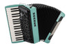 Hohner Bravo MyColor Chromatic 72 Bass Piano Accordion – Wind Teal Blue (BR72-TB) featuring a vibrant Teal Blue MyColor finish, smooth keyboard action, responsive bellows, and a classic 72-bass chromatic layout perfect for students and intermediate performers.