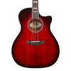 D’Angelico Gramercy Grand Auditorium CE – Trans Cherry Burst Bundle (DAPG200TBCBAPS) featuring a grand auditorium body, cutaway design, Trans Cherry Burst finish, onboard electronics, and included hard case and guitar strap.