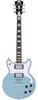 Dâ€™Angelico Brighton Double Cutaway - Ice Blue Metallic (DAPBRIIBMCS) featuring a solid-body double-cut design, dual humbuckers, sleek contours, and a bold Ice Blue Metallic finish for modern versatile tone.