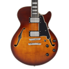 Dâ€™Angelico Premier SS Single Cutaway - Dark Iced Tea Burst (DAPSSDITBNS) featuring a semi-hollow single-cut body, stop-bar tailpiece, dual humbuckers, and a warm Dark Iced Tea Burst finish for expressive modern tones.