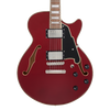 Dâ€™Angelico Premier SS Single Cutaway - Burnt Red (DAPSSBRDNS) featuring a semi-hollow single-cut body, stop-bar tailpiece, dual humbuckers, and a warm Dark Iced Tea Burst finish for expressive modern tones.