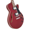 Dâ€™Angelico Premier SS Single Cutaway - Burnt Red (DAPSSBRDNS) featuring a semi-hollow single-cut body, stop-bar tailpiece, dual humbuckers, and a warm Dark Iced Tea Burst finish for expressive modern tones.