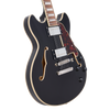 DÃ¢â‚¬â„¢Angelico Premier Mini DC - Black (DAPMDCSBKNS) featuring a compact semi-hollow double-cut design, stop-bar tailpiece, dual humbuckers, and a rich versatile tone.