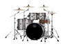 The Mapex Saturn Evolution SE628XMBPG Workhorse 5-Piece Shell Pack features hybrid maple/walnut shells that deliver robust projection, rich resonance, and detailed clarity. Finished in Gun Metal Grey, this kit offers a sleek, modern look enhanced by Saturnâ€™s SAS attack and sustain technologies. SONIClear bearing edges ensure easier tuning, improved stability, and maximum tonal performance for professional drummers in both live and studio environments.