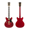 Dâ€™Angelico Mini Double Cutaway electric guitar in Trans Cherry featuring a compact double-cut body, stop-bar tailpiece, humbucker pickups, chrome hardware, and classic Dâ€™Angelico tone and styling.