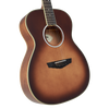 Dâ€™Angelico Tammany Orchestra E acoustic-electric guitar in Autumn Burst featuring an orchestra body shape, warm tonal response, stylish burst finish, onboard electronics, and a padded gig bag.