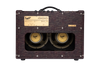 Supro Ambassador 2x10 combo amplifier in Burgundy Gold Scandia featuring switchable 35W/50W power, dual 10-inch speakers, rich tube-driven tone, and stylish Supro design.