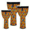 Toca Sympatico Nesting Djembe Set of 3, 8"/10"/12", Pretuned Fiber - Kente Cloth (TSSND-3PCK-FP) | Musician Madness