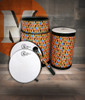 Toca Sympatico Nesting Djun-Djun Set of 3, 12"/14"/16", Pretuned Fiber with Dot - Kente Cloth (TSSNDD-3PCK-FDP) | Musician Madness