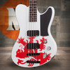 Schecter Simon Gallup Ultra Spitfire Electric Guitar - Gloss White with Red Lion Graphic (2254) | Musician Madness