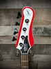 Schecter Simon Gallup Ultra Spitfire Bass Guitar - Gloss White with Red Lion Graphic (2254) | Musician Madness