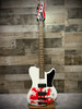 Schecter Simon Gallup Ultra Spitfire Bass Guitar - Gloss White with Red Lion Graphic (2254) | Musician Madness