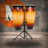 Latin Percussion City II 10-11 Conga Set Mango Vintage Sunburst Black w/Double Stand (LP646NYII-VSB) | Musician Madness