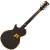 Vintage V100 ICON Electric Guitar ~ Distressed Black Over Sunburst (V100MRBK) | Musician Madness