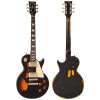 Vintage V100 ICON Electric Guitar ~ Distressed Black Over Sunburst (V100MRBK) | Musician Madness