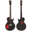 Vintage V120 ICON Electric Guitar ~ Distressed Black Over Cherry Red (V120MRBK) | Musician Madness