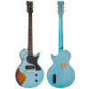 Vintage V120 ICON Electric Guitar ~ Distressed Gun Hill Blue Over Sunburst (V120MRGHB) | Musician Madness