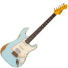 Vintage V6H ICON HSS Electric Guitar - Ultra-Gloss Distressed Laguna Blue (V6HMRLB) | Musician Madness