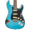 Vintage V6 ICON Electric Guitar - Distressed Gun Hill Blue Over Sunburst (V6MRGHB) | Musician Madness