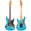 Vintage V6 ICON Electric Guitar - Distressed Gun Hill Blue Over Sunburst (V6MRGHB)