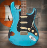 Vintage V6 ICON Electric Guitar - Distressed Gun Hill Blue Over Sunburst (V6MRGHB) | Musician Madness