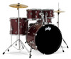 PDP Center Stage Ruby Red Sparkle 5pc Kit Hardware Cymbals & Throne Included (PDCE2215KTRR) | Musician Madness