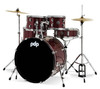 PDP Center Stage Ruby Red Sparkle 5pc Kit Hardware Cymbals & Throne Included (PDCE2215KTRR) | Musician Madness