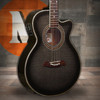 Oscar Schmidt OG10CEFTB-A Folk Cutaway Acoustic Electric Guitar. Trans Black (OG10CEFTB-A-U) | Musician Madness