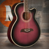 Oscar Schmidt OG10CEFTPB-A Cutaway Folk Acoustic Electric Guitar. Flame Trans Purple (OG10CEFTPB-A-U) | Musician Madness
