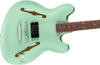 Fender Tom DeLonge Starcaster Rosewood Fingerboard, Chrome Hardware - Satin Surf Green Picks and Strap Bundle | Musician Madness