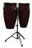 Latin Percussion Aspire 11" and 12" Conga Set - Oak Dark Wood Black with Double Stand (LPA647-DW) | Musician Madness
