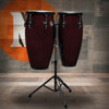 Latin Percussion Aspire 11" and 12" Conga Set - Oak Dark Wood Black with Double Stand (LPA647-DW) | Musician Madness