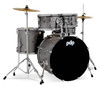 PDP Center Stage 5-Piece Drum Kit with Hardware Cymbals and Throne - Silver Sparkle (PDCE2215KTSS) | Musician Madness