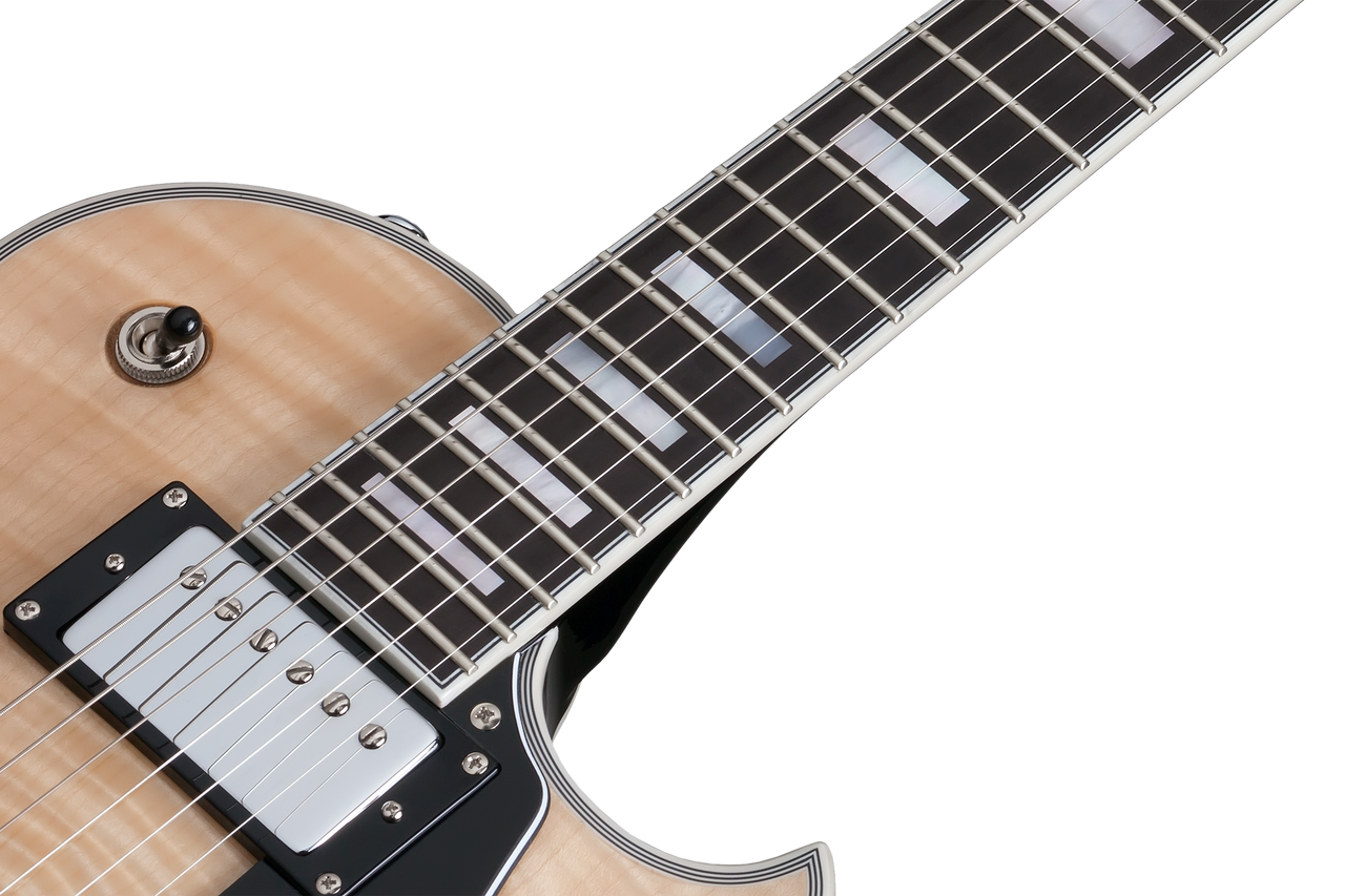 Schecter Solo-II Custom Electric Guitar in Gloss Natural finish with single-cut body, dual humbuckers, and chrome hardware.