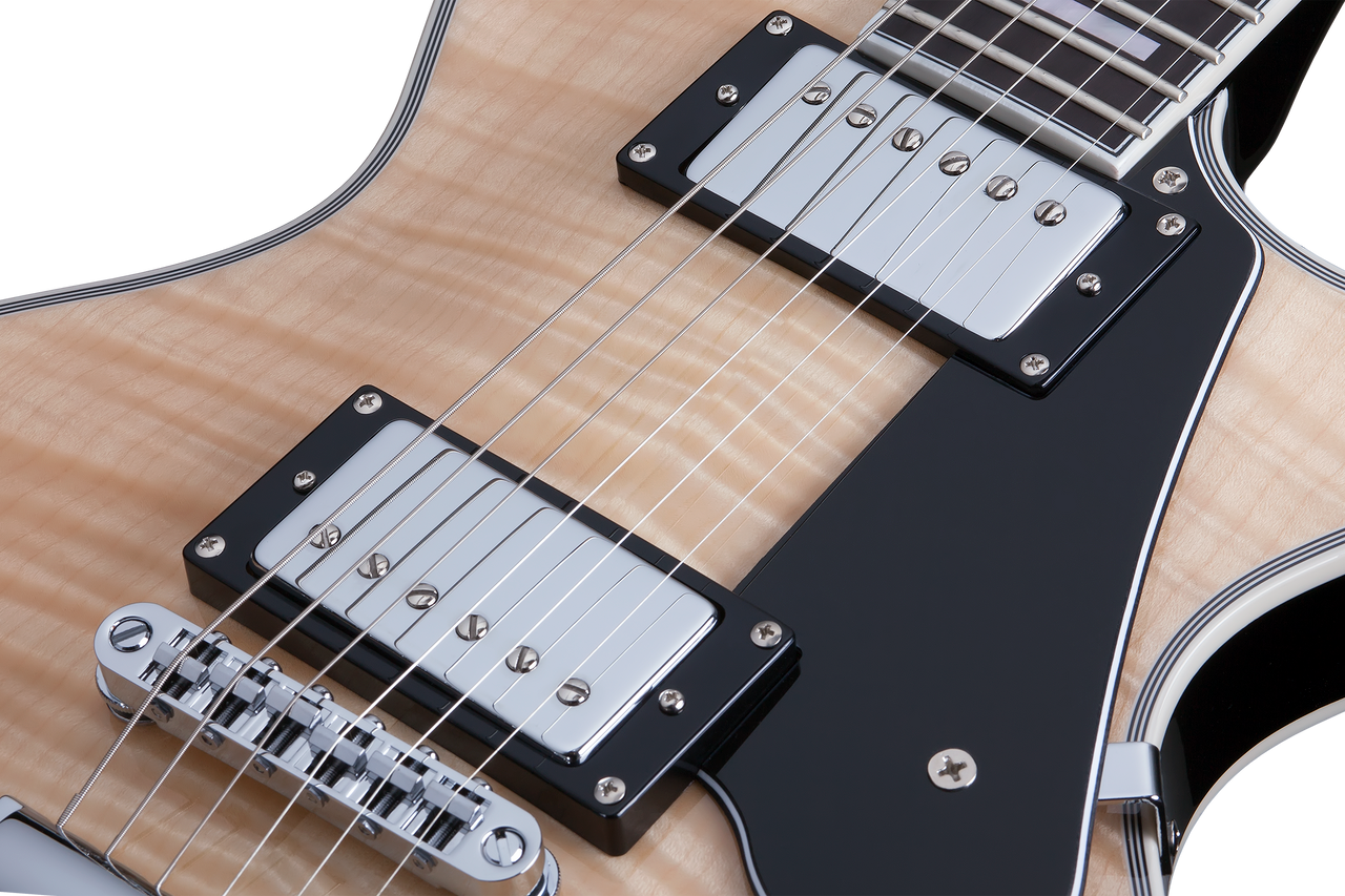 Schecter Solo-II Custom Electric Guitar in Gloss Natural finish with single-cut body, dual humbuckers, and chrome hardware.